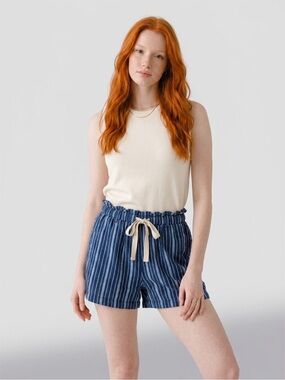 Harlow Navy and White Striped Drawstring Shorts